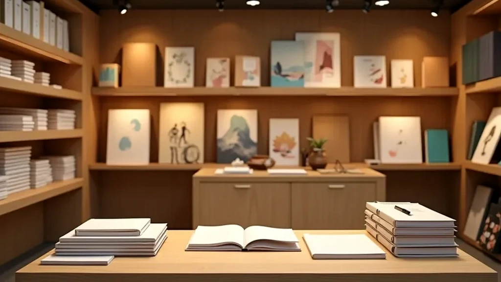 Our stationery range arranged across the shelves